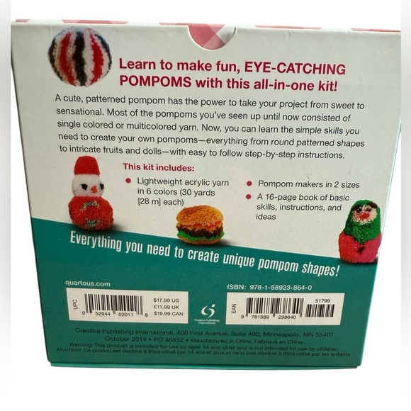 POM POM Creative Craft Kit featuring a 16 page book with instructions and ideas - Picture 2 of 5